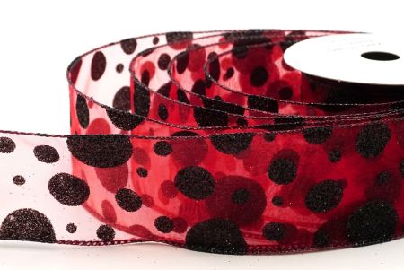 Red/Black Shimmering Glitter Polka Dots Ribbon Collection_KF8878GJ-7