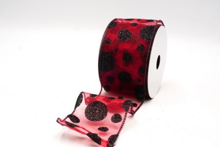 Rood/Zwart Glanzende Glitter Polka Dots Lint Collectie_KF8878GJ-7