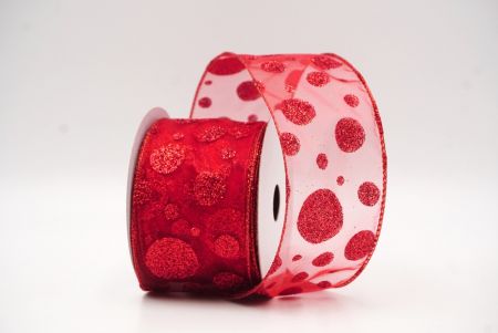 Rode Glanzende Glitter Polka Dots Lint Collectie_KF8878GR-7R