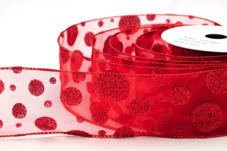 Red Shimmering Glitter Polka Dots Ribbon Collection_KF8878GR-7R