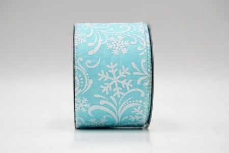 Baby Blue_Scroll and Snowflakes Wired Ribbon_KF8879GN-12