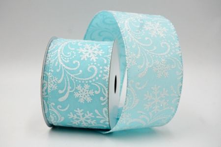 Ruban filé à motifs de flocons de neige et de spirales bleu bébé_KF8879GN-12