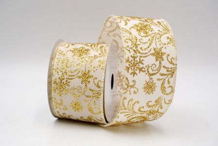 Cream_Scroll and Snowflakes Wired Ribbon_KF8880GC-2G-2