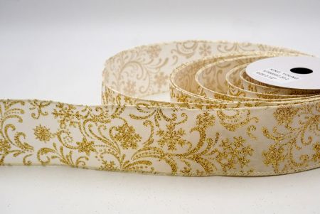 Cream_Scroll and Snowflakes Wired Ribbon_KF8880GC-2G-2