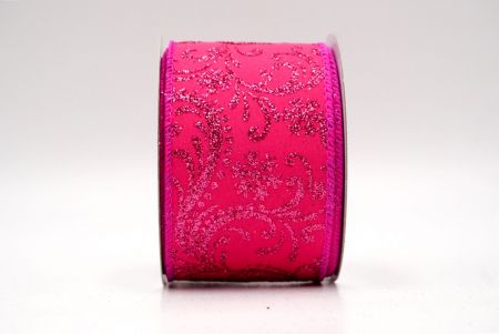 Hot Pink_Scroll and Snowflakes Wired Ribbon_KF8880GC-40-40