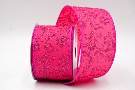 Hot Pink_Scroll and Snowflakes Wired Ribbon_KF8880GC-40-40