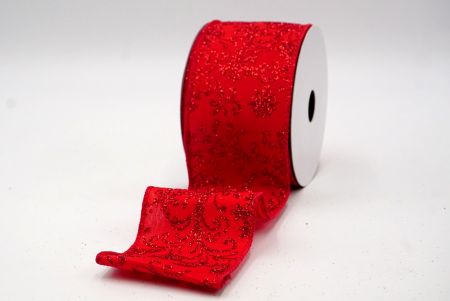 Red_Scroll and Snowflakes Wired Ribbon_KF8880GC-7-7