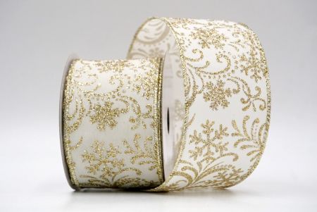 Cream_Scroll and Snowflakes Wired Ribbon_KF8880GV-2