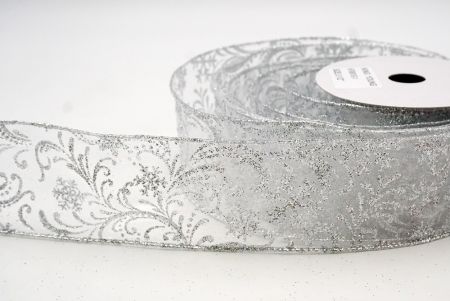 White_Scroll and Snowflakes Wired Ribbon_KF8881G-1