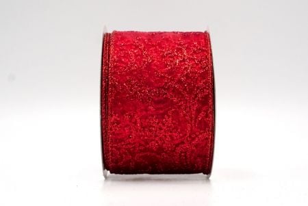 Red_Scroll and Snowflakes Wired Ribbon_KF8881GR-7