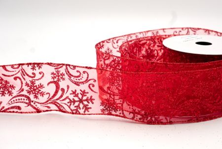 Red_Scroll and Snowflakes Wired Ribbon_KF8881GR-7