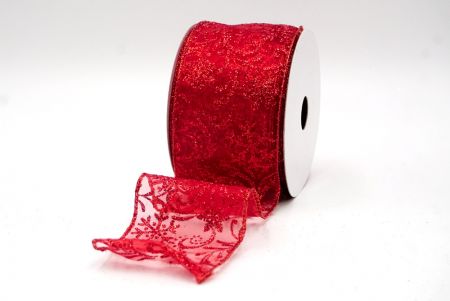 Red_Scroll and Snowflakes Wired Ribbon_KF8881GR-7