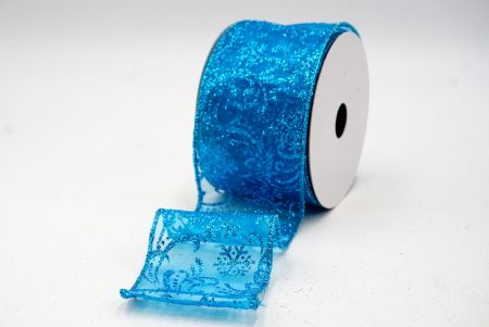 Blue_Scroll and Snowflakes Wired Ribbon_KF8881GT-12