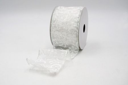 White_Scroll and Snowflakes Wired Ribbon_KF8882GN-1