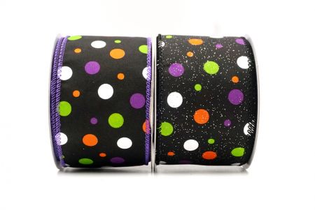 Halloween Polka Dots Wired Ribbon - Halloween Polka Dots Wired Ribbon