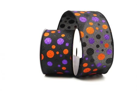 Fita de Arame Halloween com Poás Pretos e Roxos de Glitter_KF8902GC-53P-53