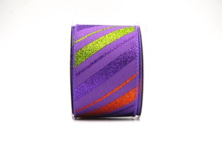 Fita de Arame Halloween Listrada Diagonal Violeta com Glitter_KF8903GC-34-34