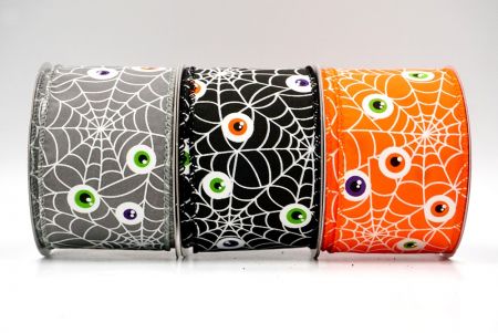 Halloween Eyeball and Spider Web Wired Ribbon - Halloween Eyeball and Spider Web Wired Ribbon