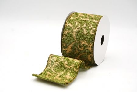 Matcha-grünes, verziertes Drahtband mit Feiertags-Scrollwork_KF8922GC-3-185