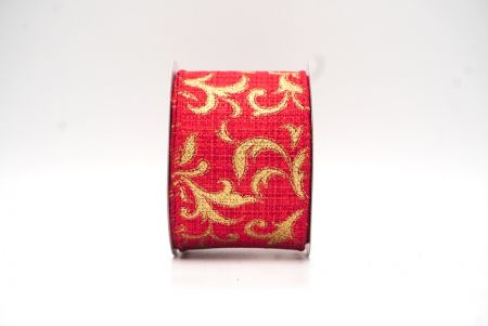 Red/Gold Ornate Holiday Scrollwork Wired Ribbon_KF8922GC-7-7