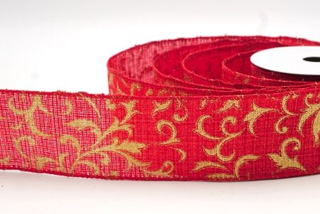 Rotes/Goldenes, verziertes Drahtband mit Feiertags-Scrollwork_KF8922GC-7-7