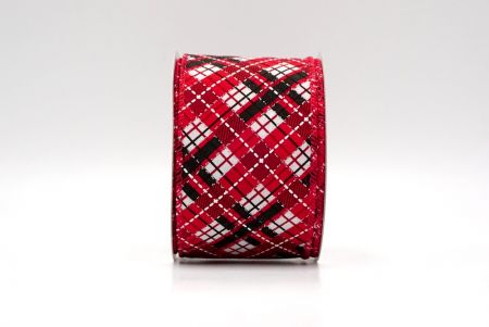 Weiß/Rot/Schwarz_Holiday Kreuzschraffur Plaid Drahtband_KF8925GC-1-7