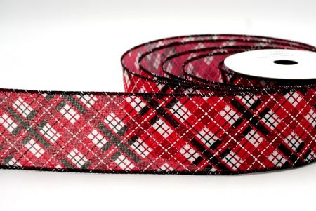 Weiß/Schwarz/Rot_Holiday Kreuzschraffur Plaid Drahtband_KF8926GC-1-53