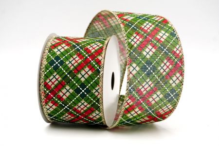 Natural/Red/Green_Holiday Crisscross Plaid Wired Ribbon_KF8926GC-14-183