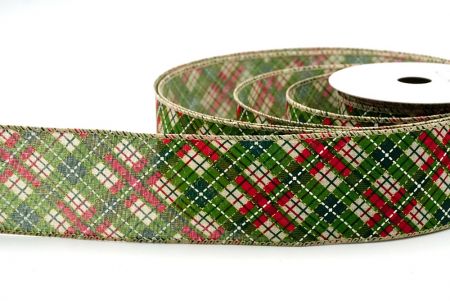 Natural/Red/Green_Holiday Crisscross Plaid Wired Ribbon_KF8926GC-14-183