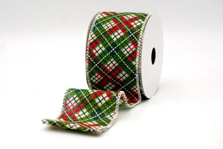 Cream/Red/Green_Holiday Crisscross Plaid Wired Ribbon_KF8926GC-3-2