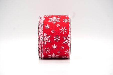 Red - White Festive Snowflakes Wired Ribbon_KF8974GC-7-1