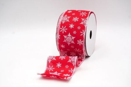 Red - White Festive Snowflakes Wired Ribbon_KF8974GC-7-1