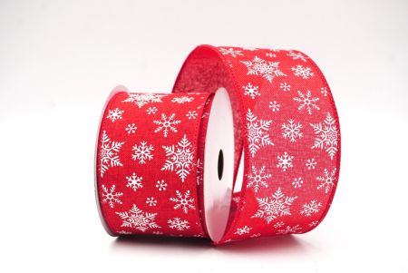 Red Festive Snowflakes Wired Ribbon_KF8976GC-7-7