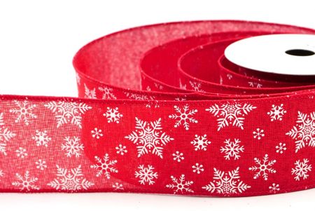 Red Festive Snowflakes Wired Ribbon_KF8976GC-7-7