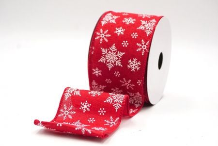 Red Festive Snowflakes Wired Ribbon_KF8976GC-7-7