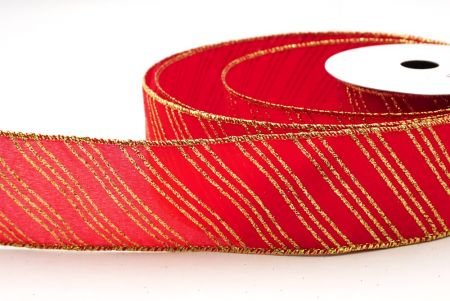 Rot-Goldenes Festliches Diagonale Glitzerlinien Drahtband_KF8979G-7