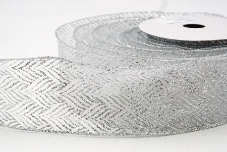 Albus Herringbone Glitter Pattern Funis Ribbons_KF8995G-1