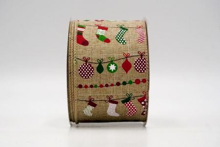 Khaki_Weihnachten hängende Strümpfe und Ornamente Drahtband_KF9005GC-13-183