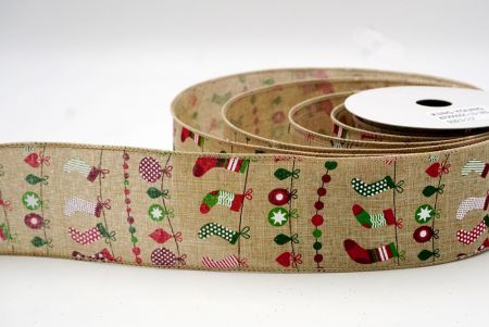 Khaki_Weihnachten hängende Strümpfe und Ornamente Drahtband_KF9005GC-13-183