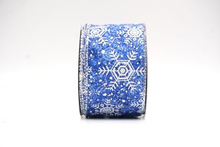 Blue Christmas Snowflakes Wired Ribbon_KF9015G-4