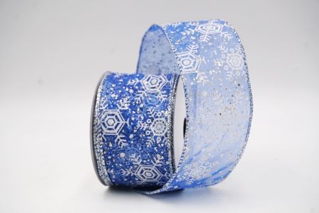 Blue Christmas Snowflakes Wired Ribbon_KF9015G-4