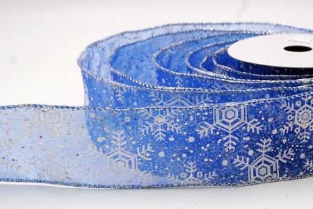 Blue Christmas Snowflakes Wired Ribbon_KF9015G-4