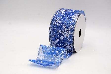 Blue Christmas Snowflakes Wired Ribbon_KF9015G-4