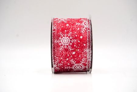 Red Christmas Snowflakes Wired Ribbon_KF9015G-7