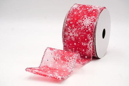 Red Christmas Snowflakes Wired Ribbon_KF9015G-7