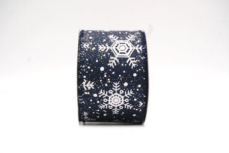 Navy Blue Christmas Snowflakes Wired Ribbon_KF9017GC-4-4