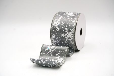 Gray Christmas Snowflakes Wired Ribbon_KF9017GC-50-197