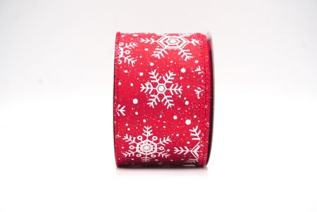 Red - White Christmas Snowflakes Wired Ribbon_KF9017GC-7-7