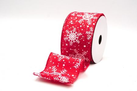 Red - White Christmas Snowflakes Wired Ribbon_KF9017GC-7-7