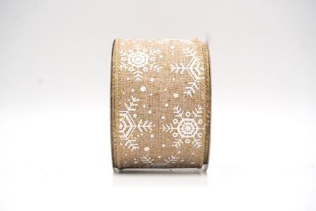 Natural Brown Christmas Snowflakes Wired Ribbon_KF9020GC-14-183